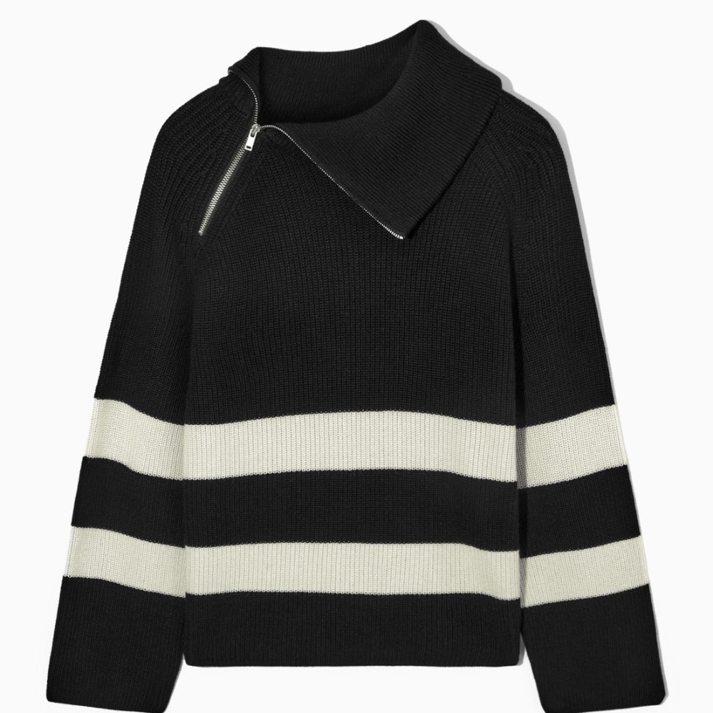 COS | ZIP-DETAIL STRIPED KNITTED SWEATER
